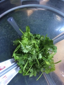 add the coriander leaves.